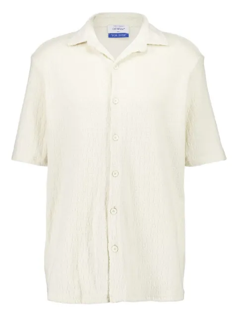 Off-White logo terry bowling shirt Neutrals OMGG013C99JER0010A00