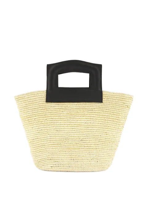 Sensi Studio straw leather-handle tote bag Neutrals 1803