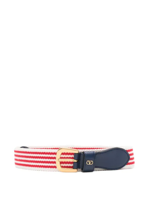Valentino Garavani Vlogo Signature Belt In Ribbon And Calfskin 35 Mm White YT0SE9BQJ