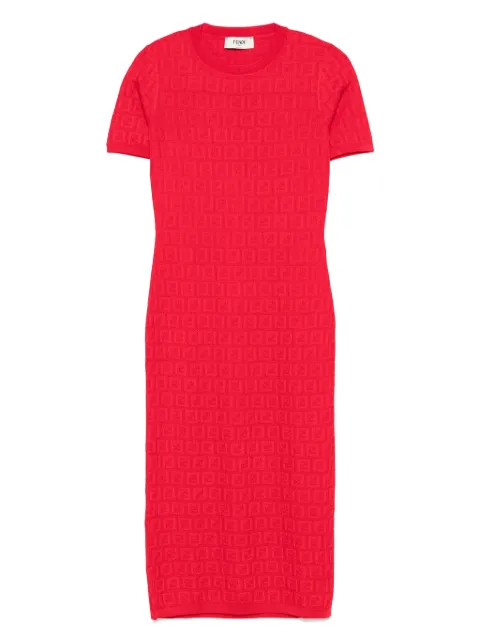 FENDI FF-jacquard dress Red FZDD59AUZR