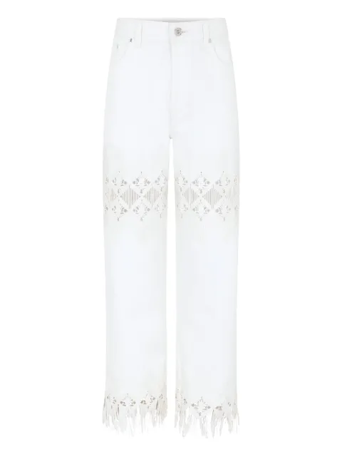 Rabanne embroidered fringed trousers White 25ACPA044CO0526