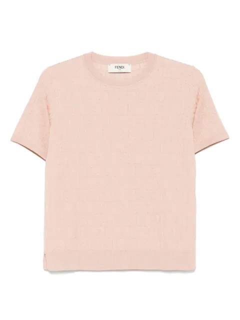 FENDI FF-jacquard T-shirt Pink FZXD57AUZR