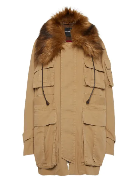 DSQUARED2 fur-collar parka coat Neutrals S75AA0437D35264
