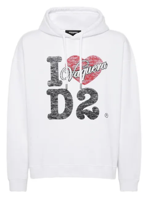DSQUARED2 Vaquera Destroyed Relax-Fit hoodie White S71GU0747S25516