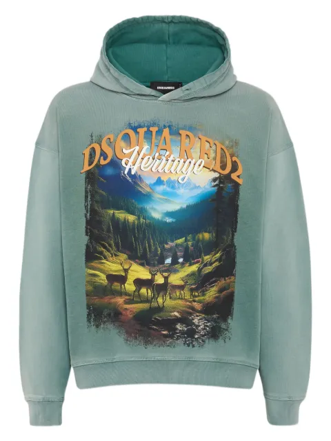 DSQUARED2 printed hoodie Green S74GU0882S25030