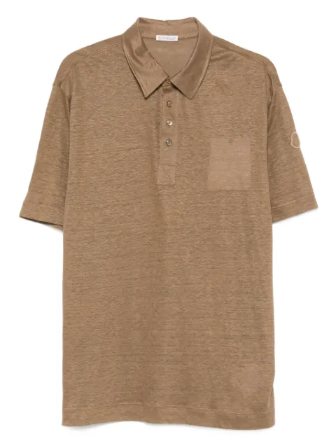 Moncler patch-pocket linen polo shirt Neutrals K10918A0002189AZB