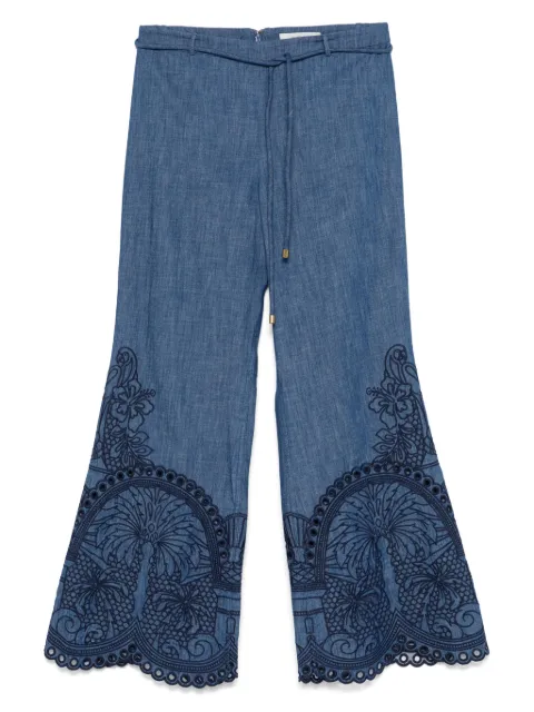 ZIMMERMANN Coco embroidered trousers Blue 3135PSS254
