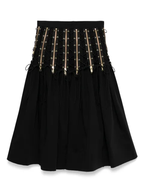 Undercover zipped lace-up midi skirt Black UC1E1603