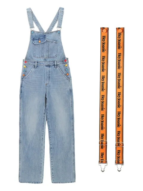Hey Joanie logo-print dungarees Blue HJ101