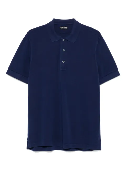 TOM FORD embroidered-logo polo shirt Blue JPS011JMT013