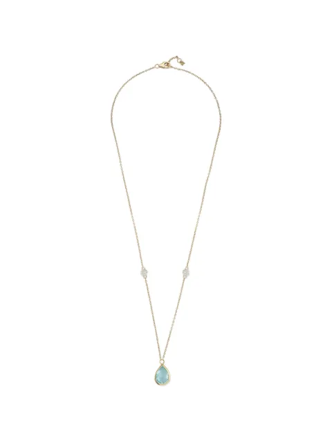 Mateo diamond and blue topaz necklace Gold 14KTBLUETOPAZPEARANDDIAMONDBEZELNECKLACE