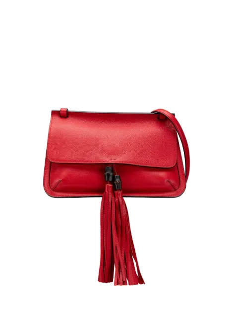 Gucci Pre-Owned 2000-2015 Medium Leather Bamboo Daily crossbody bag Red AERQKV5EKLS69KLI