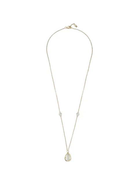 Mateo diamond and green amethyst necklace Gold 14KTGREENAMETHYSTPEARANDDIAMONDBEZELNECKLACE