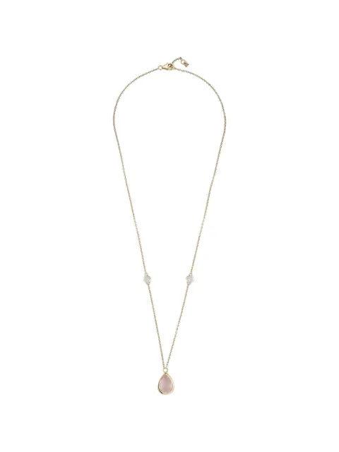 Mateo diamond and pink topaz necklace Gold 14KTPINKTOPAZPEARANDDIAMONDBEZELNECKLACE