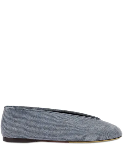 Moschino flocked denim ballet flats Blue MA11010C1NMX5