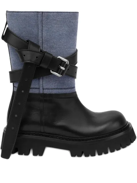 Moschino buckle-strap biker boots Black MA26054G1NMX6