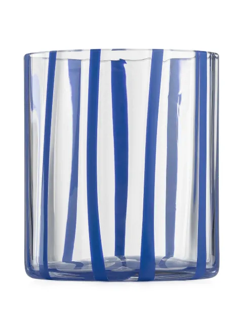 NasonMoretti Cyrcus striped glass tumbler (8.5cm x 10cm) Blue CYRCUSWBBOCNRI