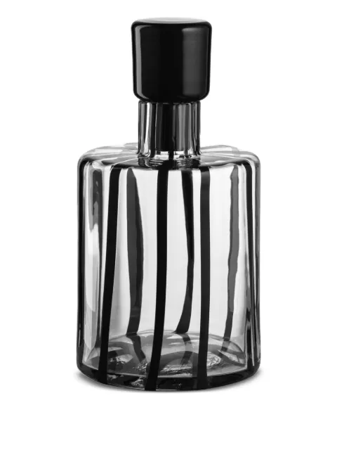 NasonMoretti Cyrcus striped glass bottle (11cm x 20cm) Black CYRCUSBTKCNRI