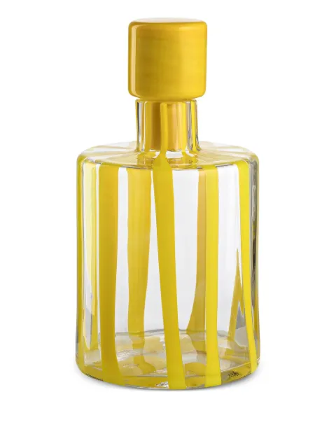 NasonMoretti Cyrcus striped glass bottle (11cm x 20cm) White CYRCUSBTGGCNRI