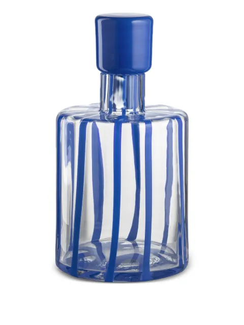 NasonMoretti Cyrcus striped glass bottle (11cm x 20cm) Blue CYRCUSBTBOCNRI