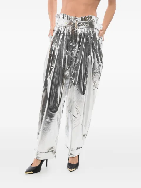 Balmain pleated high-waisted tapered trousers Silver WF0PQ045X374