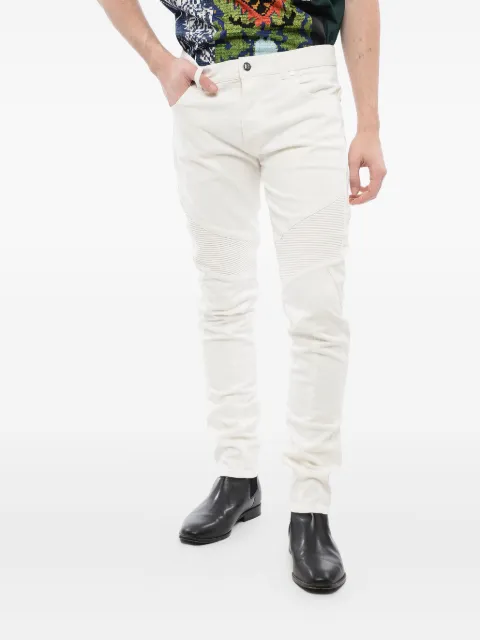 Balmain tapered biker jeans White XH1MH075DB93