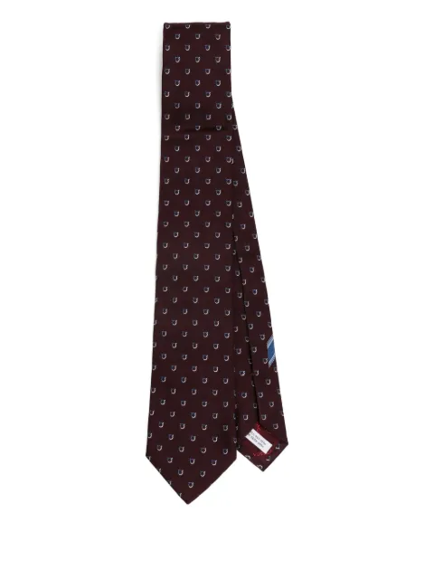 Ferragamo Gancini-print silk tie Red 784558