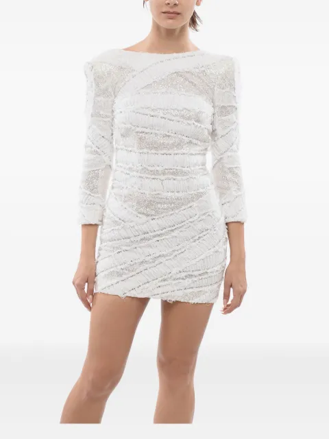 Balmain sequined mini dress White RF06347P011G