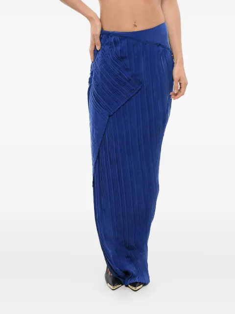 Balmain pleated asymmetric maxi skirt Blue TF06982120SK