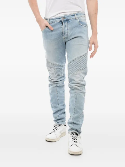 Balmain light-wash tapered biker jeans Blue XH1MH075DB53