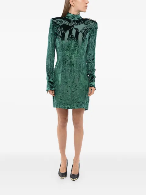Balmain velvet-finish dress Green UF16203V1217