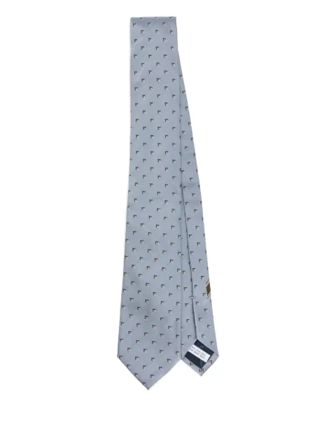 Ferragamo Gancini-print silk tie Blue 784556
