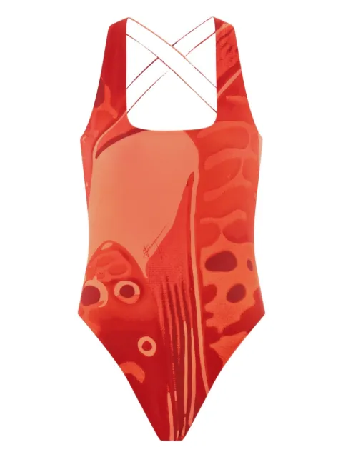 Ferragamo Fish-print swimsuit Red 784047