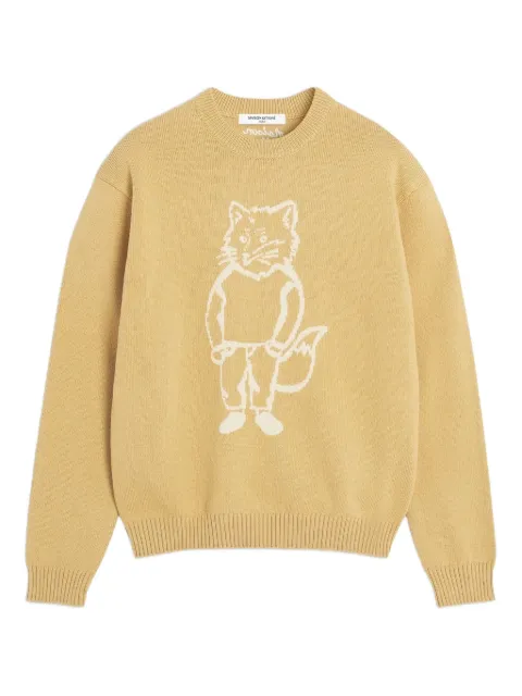 Maison Kitsuné fox-intarsia wool sweater Yellow OM00802KT10300102