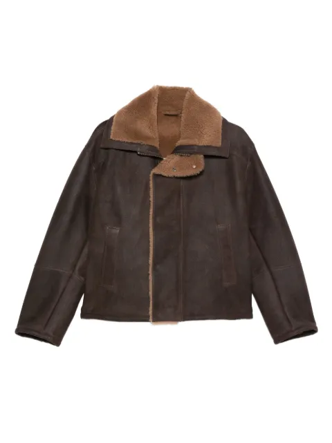 Arma shearling-collared leather coat Brown 116L25609702