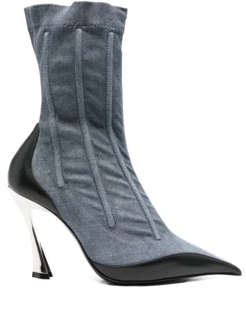 Mugler 110mm pointed-toe ankle boots Blue MUWSS25SC025