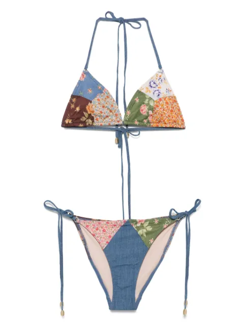 ZIMMERMANN patchwork-print bikini set Blue 4306WSS252