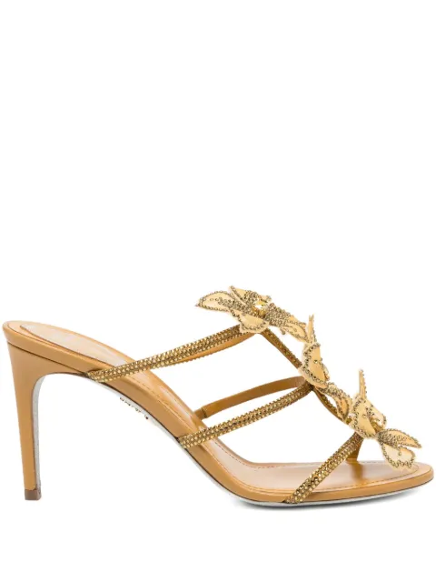 René Caovilla 80mm peach-flower sandals Brown C12477RN01W331