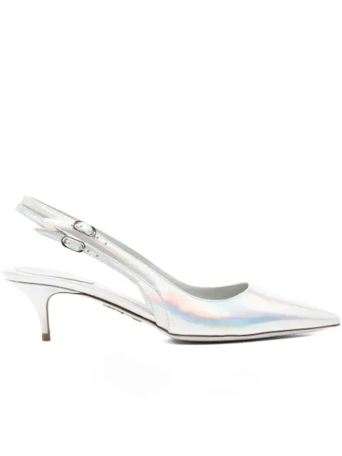 René Caovilla 55mm iridescent slingback pumps Grey C12583