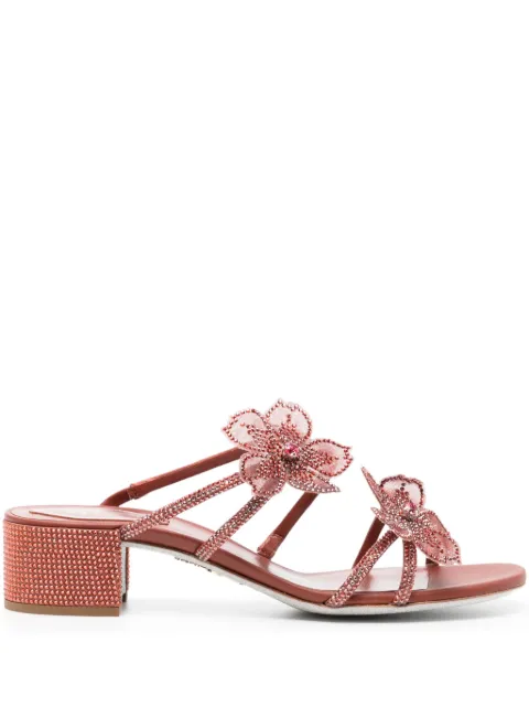 René Caovilla 50mm Peach Flower sandals Brown C12474