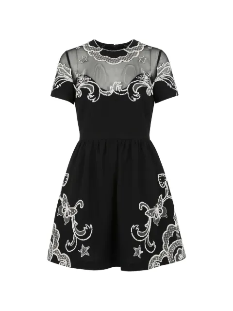 Valentino Garavani bead-embellished tulle-panel mini dress Black BVAM451CF