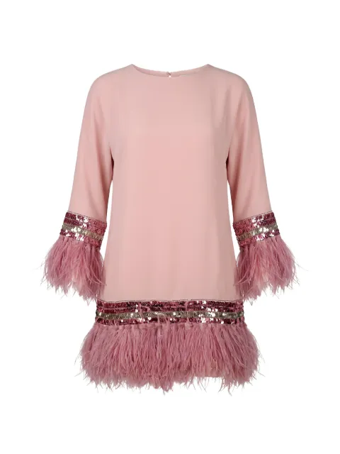 Valentino Garavani sequin-embellished feather-trim mini dress Pink BVAPW21MM