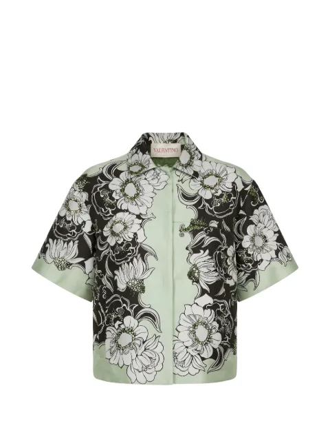 Valentino Garavani floral-print sequin-embellished jacket Green BCE2J077L