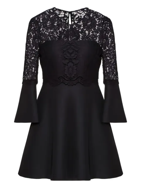 Valentino Garavani lace-paneled flared dress Black BVAQ40360