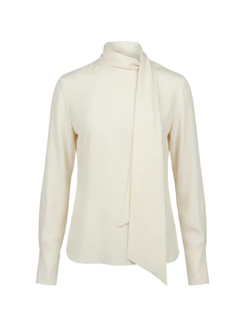 Valentino Garavani pussy-bow long-sleeve shirt Neutrals BAB03R1MH