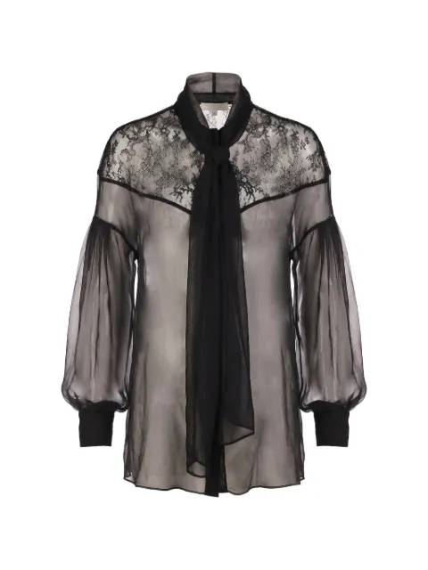 Valentino Garavani lace-panelled pussy-bow shirt Black BAB3M02UP