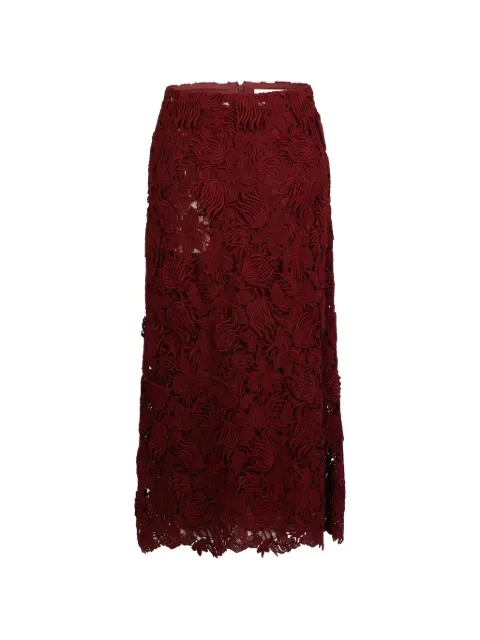 Valentino Garavani floral-lace midi skirt Red BRA4954BP