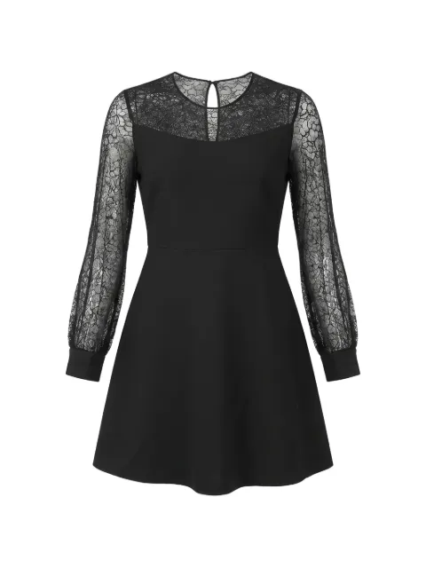 Valentino Garavani lace-panel long-sleeve mini dress Black BVATE11CF