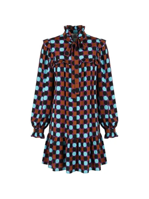 Valentino Garavani polka-dot ruffled dress Brown BVAM204JC