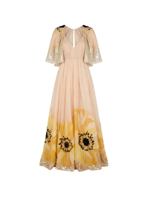 Valentino Garavani sequin-embellished floral-print dress Neutrals BVD8851C8